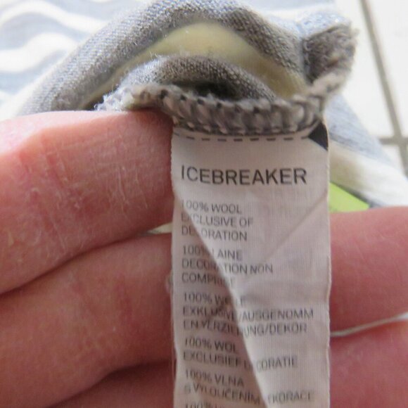 ICEBREAKER 100% Wool Villa Wrap Open Front Cardigan Metro Snow Stripe Outdoor S - Picture 11 of 11